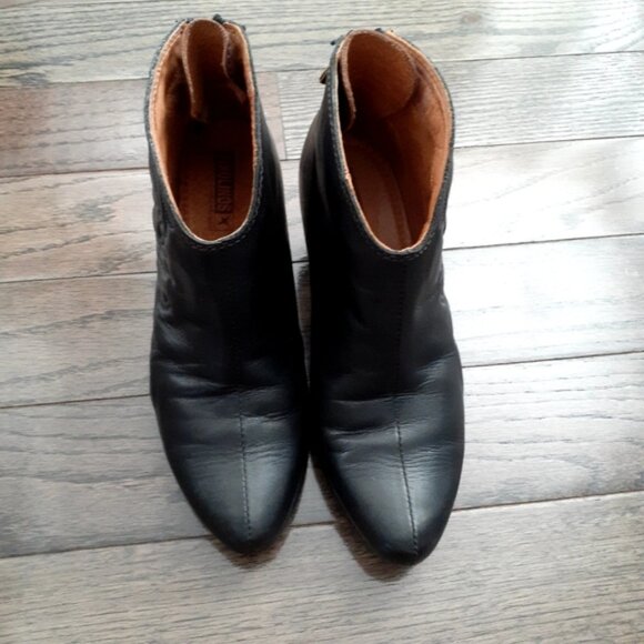 Pikolinos Women'S Leather Cowboy Western Ankle Bootie Black Size 37 Eu 6.5 Us - Picture 5 of 9